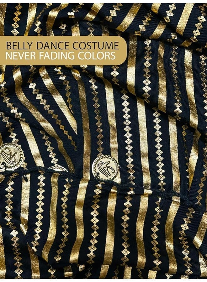 Hand-made Oriental belly dance outfit smooth comfortable movement, belly dance costume for parties traditional Lebanese Turkish Egyptian jalabiya, galabeya (Size XL with Long Hip Scarf) - Image 3